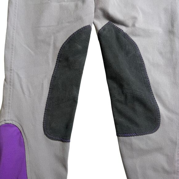 Dover Saddlery Wellesley Piped Knee Patch Breeches Purple Gray Equestrian 26 - Picture 3 of 12